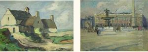 Maisons Dans Un Paysage by Jean-Charles Millet