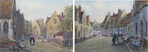 A Street Scene In Bruges, And Another Similar, A Pair A Street Scene In Bruges, And Another Similar, A Pair