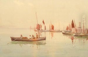 Fishing Boats In The Harbour At Castletown, Isle Of Man. by James W. Milliken