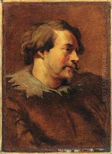 Portrait of Hubert van den Eynden, small bust length in a brown coat and linen collar