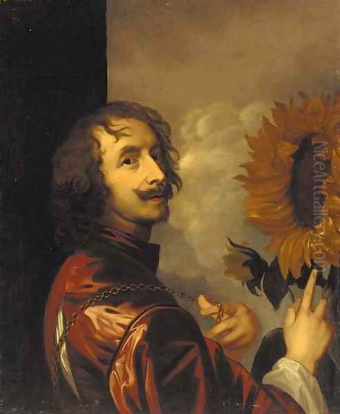 Self-portrait with a sunflower - view 1