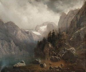 Landscape With Snow-capped Mountains by Karl Millner