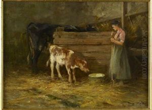 Tending The Calf by Joseph Milner