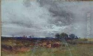 Moorland Landscape, Cloudy Skies by Joseph Milner