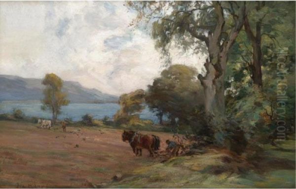 Ploughing Fields; Horses Grazing - view 1
