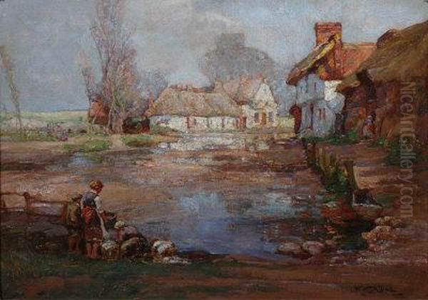 Washer Women By The Village Pond. - view 1