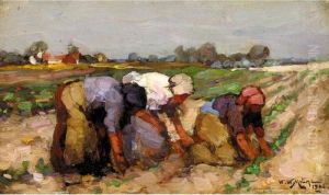 Field Workers At Cambushennell, A Pair by William Watt Milne