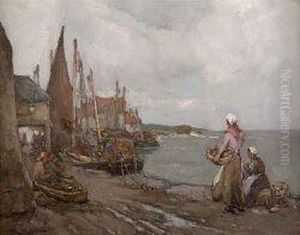 A Busy Harbour Scene, Pittenweem by William Watt Milne