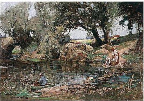 Washing On The River Bank - view 1