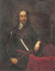 Portrait of King Charles I (1600-1649), three-quarter-length, in full armour, holding a seal with his right hand