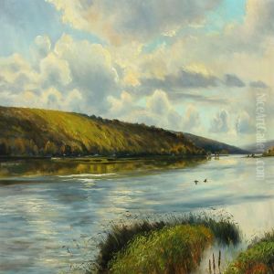 Seascape With Flying Ducks