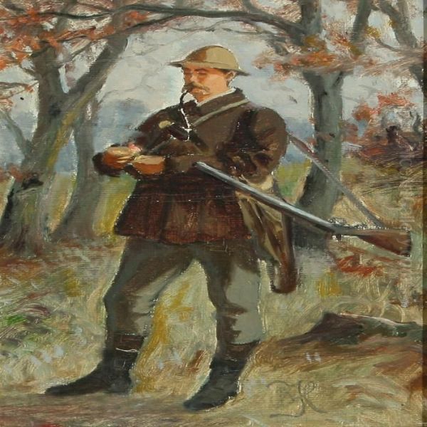Hunter And Girl With Basket - view 1