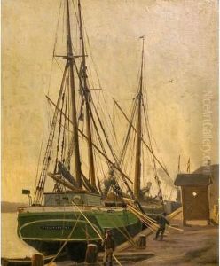 Voiliers A Quai Vu Arriere by Carl Milton Jensen
