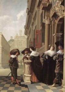 Conversation outside a Castle 1636 by Dirck Van Delen