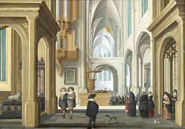 Elegant Figures in Church - view 1