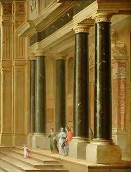 Elegant Company on the Steps of a Classical Building - view 1