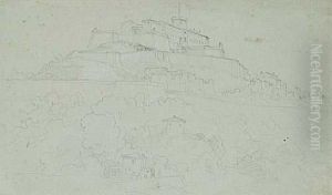 Landscape With A Hilltop Castello by Tommaso Minardi