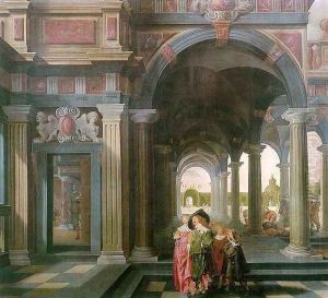 Palace Courtyard with Figures 2 by Dirck Van Delen