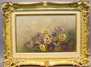 Butterflies And Pansies
Initialed And Dated