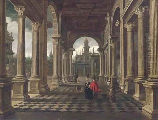 An architectural capriccio with elegant company - view 1