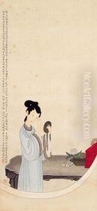 Lady Holding A Mirror by Yu Ming