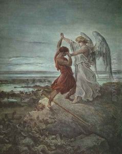 Jacob Wrestling with the Angel 1855 by Gustave Dore