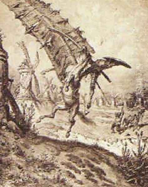 Don Quixote and the Windmill by Gustave Dore