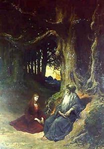 Viviane and Merlin in a Forest by Gustave Dore