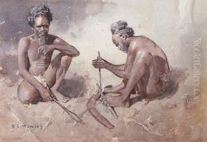 Two Aborigines Starting A Fire by Benjamin Edwin Minns
