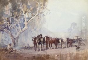Stockman Resting With A Horse Drawn Cart