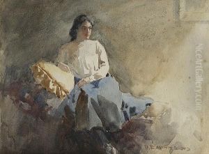 A Lady Seated On A Day-bed