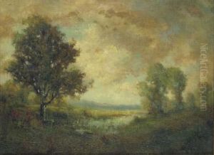 A Barbizon Landscape At Dusk by Robert Crannell Minor Sr.