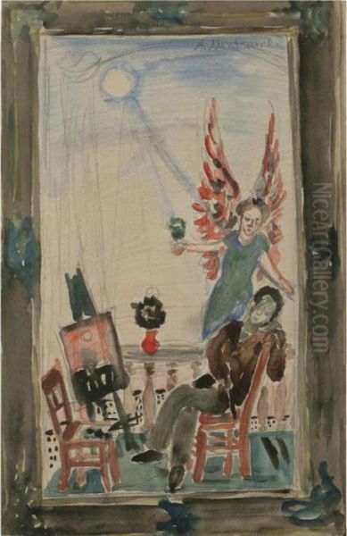 Artist On Balcony With His Muse - view 1