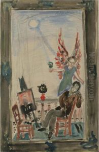 Artist On Balcony With His Muse