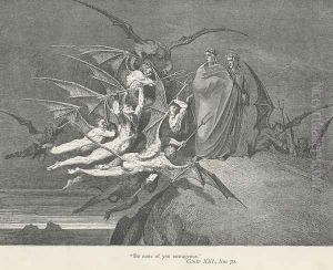 "Be none of you outrageous." (Canto XXI., line 70) by Gustave Dore