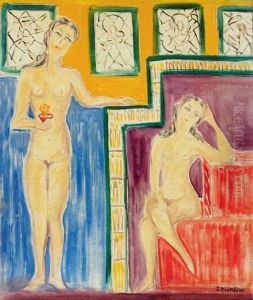 Inspiration D'un Poete
 Huile Sur Toile, Signee En Bas A Droite, Titree Au Dos by Isaac Mintchine