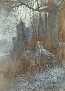 Geraint and Enid Ride Away by Gustave Dore