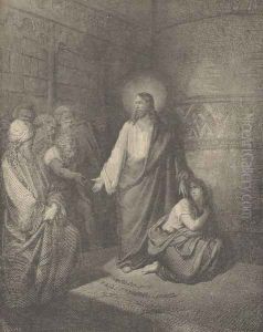 Jesus And The Woman Taken In Adultery by Gustave Dore