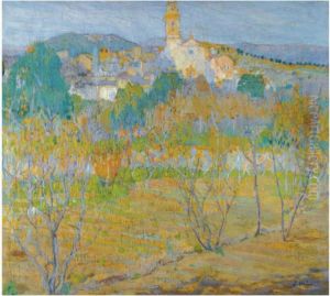 Santa Maria, Maspujols (a View Of Santa Maria, Maspujols) by Joaquin Miro