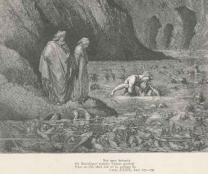On Menalippus' temples Tydeus gnawed, (Canto XXXII., line 128) by Gustave Dore