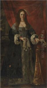 Portrait Of A Lady With Her Dog by Luigi Miradori Il Genovesino