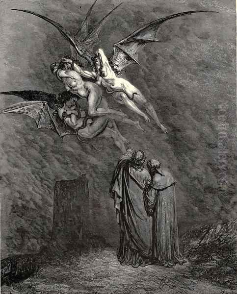 The Inferno, Canto 9, line 46: 'Mark thou each dire Erinnys.' - view 1