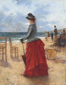 An Elegant Lady On The Beach by Francisco Miralles Galup