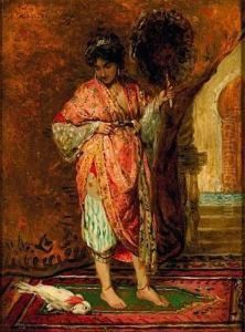 Jeune Orientale A L'eventail by Francisco Miralles Galup