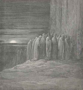 Soon they o'ertook us; with such swiftness mov'd The mighty crowd. (Canto XVIII., lines 98-99) Soon they o'ertook us; with such swiftness mov'd The mighty crowd. (Canto XVIII., lines 98-99)
