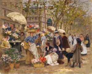 Mercado De Flores En Paris (the Flower Market, Paris) by Francisco Miralles Galup