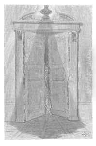 'T is some visitor entreating entrance at my chamber door? by Gustave Dore