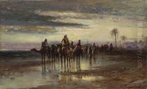Desert Caravan On Camelback