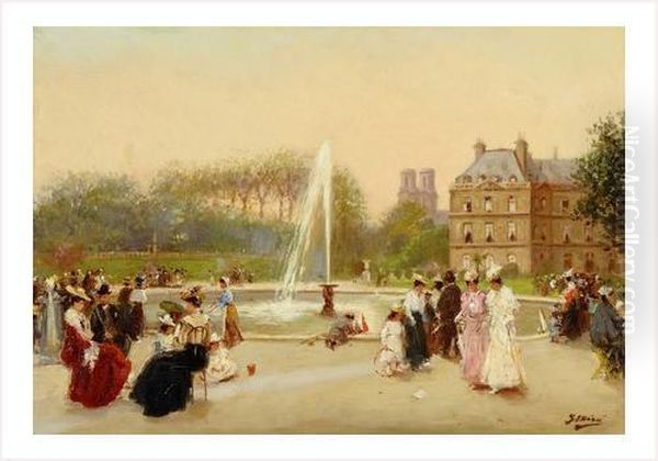 Apres-midi Au Bord Du Bassin Dans Un Parc Parisien - view 1