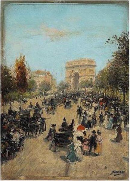 Promeneurs Sur L'avenue Du Bois A Paris - view 1